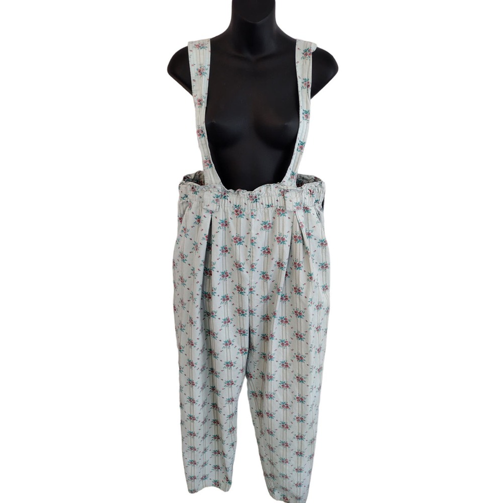 Best American Clothing Co Vintage 90s Floral Paperbag Waist Bib Overall Jumpsuit - Picture 3 of 16